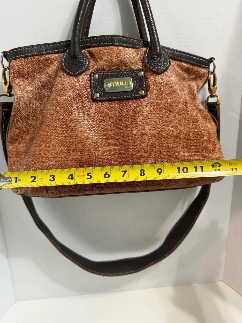 Muu Copper Metallic Leather Top-Handle Bag
